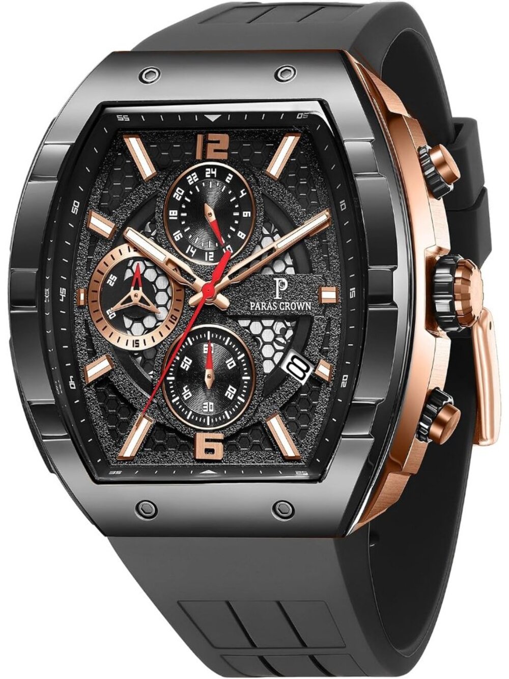 Men's Black Fashion Analog 50M Waterproof Sport with Tonneau Dial Luminous Watch